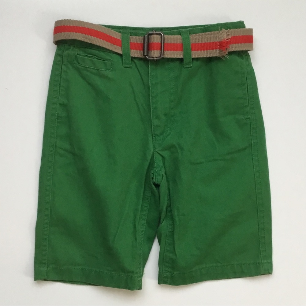 Eddie Bauer Flat-front Shorts, Belt, Size 7, Green